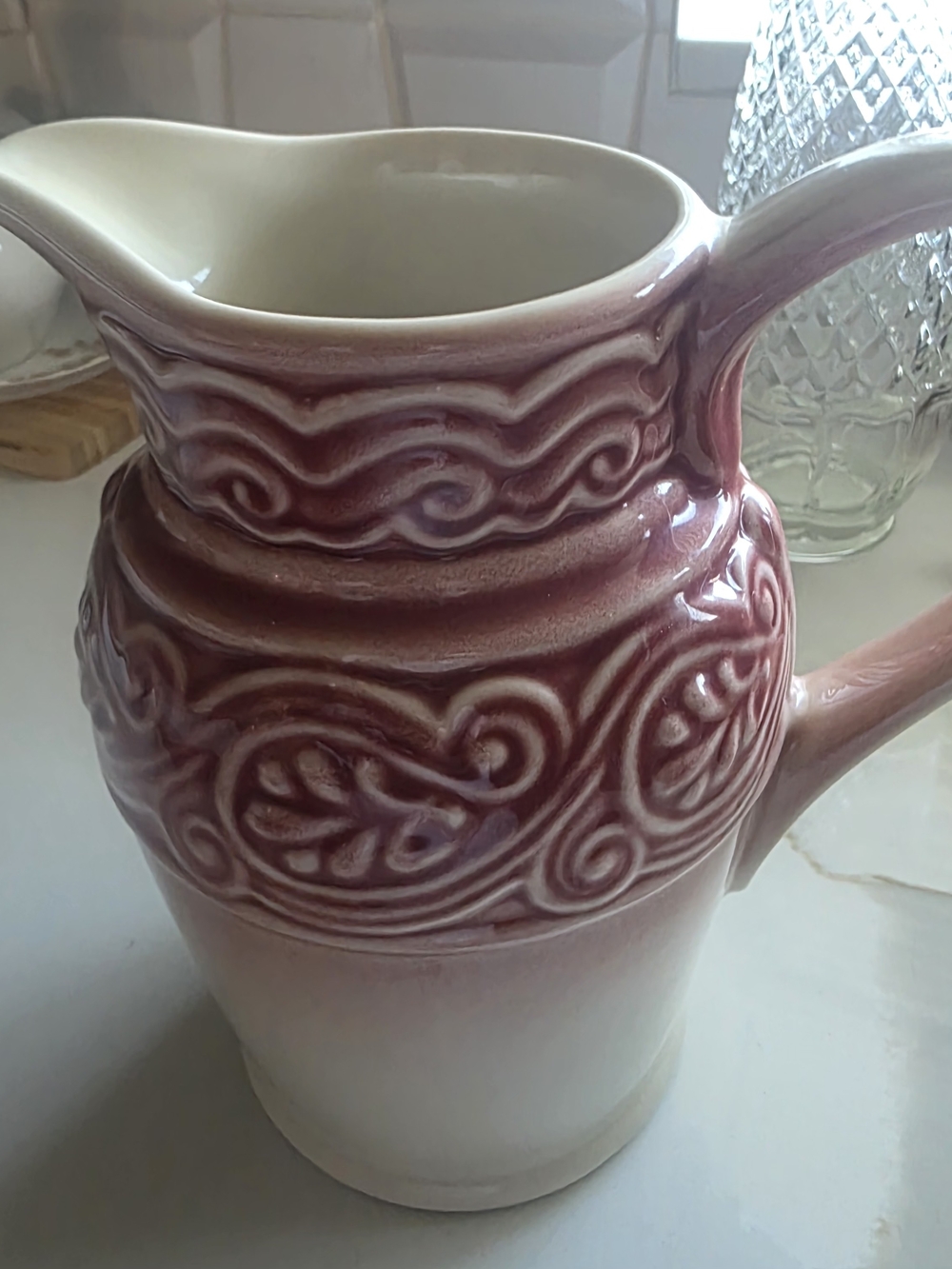 Longaberger USA American Crafts Original ACO Pottery Pitcher light paprika